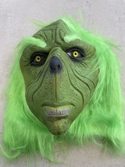 Kostium stroj przebranie roz.Uni lateksowa maska Grinch Christmas