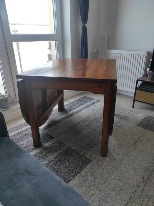 Drewniany stół rozkładany owalny dąb rustykalny jak Ikea