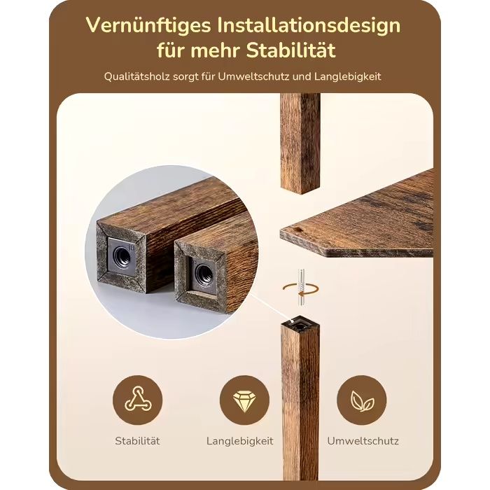 Торшер EDISHINE з дерев'яною полицею, LED-підсвіткою