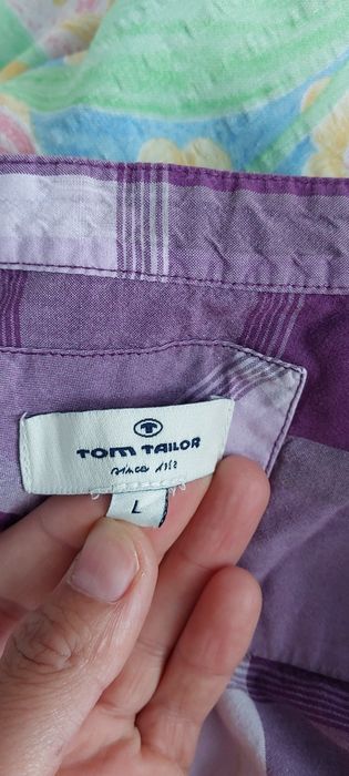 Koszula w kratę fiolet tom tailor tunika S XS