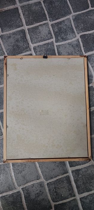 Quadro Vintage Paisagem Urbana - Pintura de Cena de Rua com Moldura de Madeira