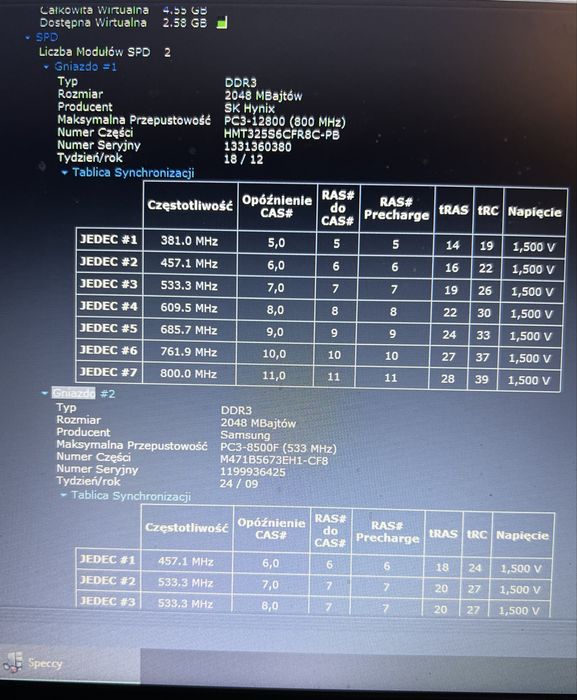 Pamięć RAM do laptopa 4GB (2x2GB) DDR3 Samsung / Hynix | 100% SPRAWNE