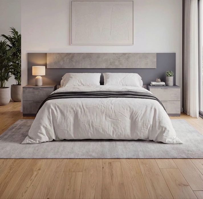 Cabeceira de cama com comodas