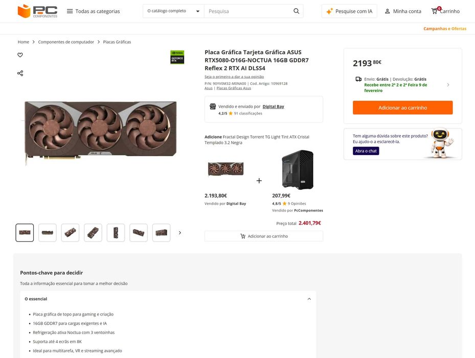 RTX 5080 OC 16gb asus noctua edition - lacrada