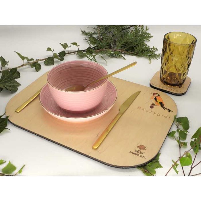 Podkładki drewniane z serii "Ptaki" 2 szt. na stół prezent upominek