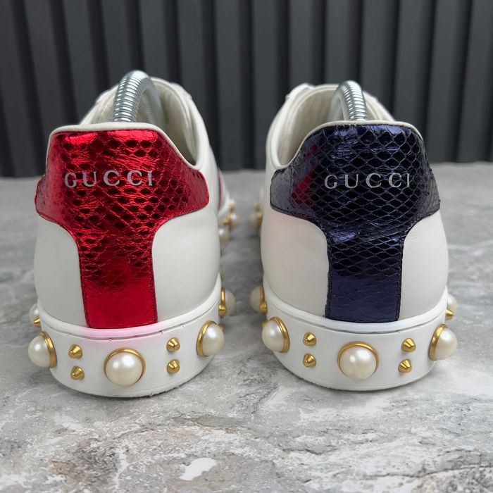 Gucci Ace Web Studded Pearls Жіночі кросівки кеди шкіра оригінал 40.5