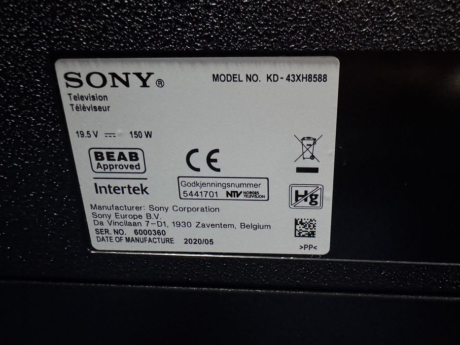 Sony 43XH8588 Android TV 120HZ 2020р