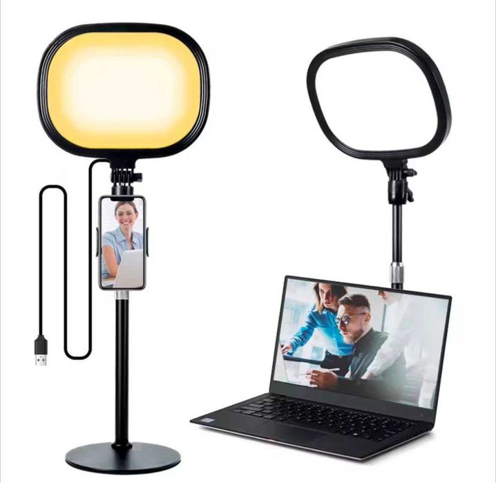 Прямокутна світлодіодна LED лампа, для стрімів/відео + тримач телефону