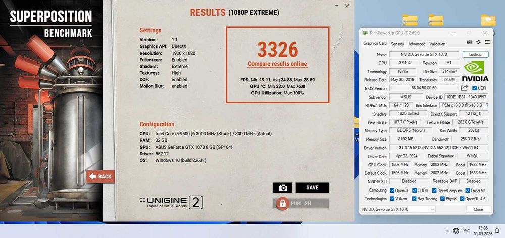 Видеокарта ASUS TURBO-GTX1070-8G