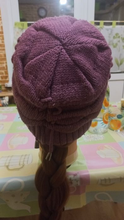 Зимова шапка жіноча, подвійна шапка, тепла шапка, р.54-56