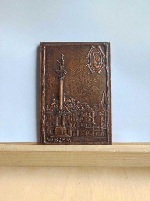 zabytek płaskorzeźba miedź mosiądz kolekcjonerska kolumna zygmunta
