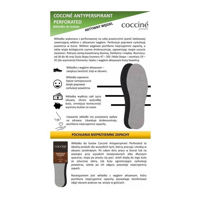 r.45 - Wkładki do butów przeciwpotliwe perforowane Coccine