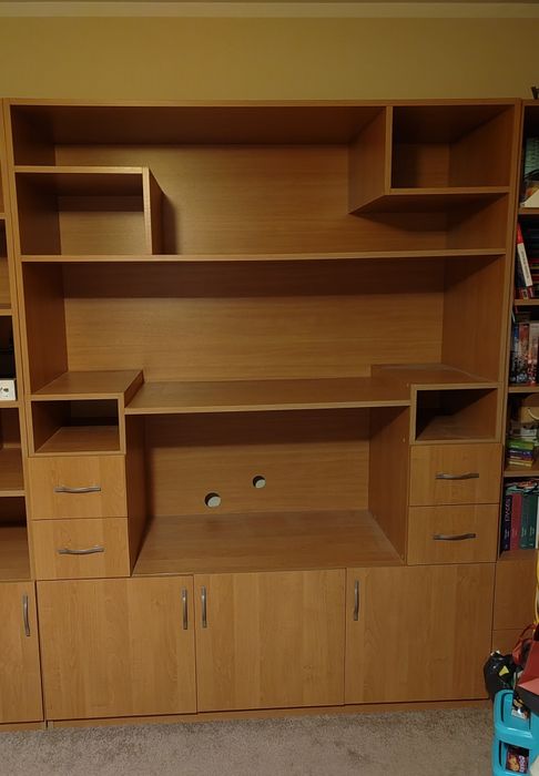 Duża meblościanka / Regał RTV 150x200x50 | Szuflady i Szafki | Solidna