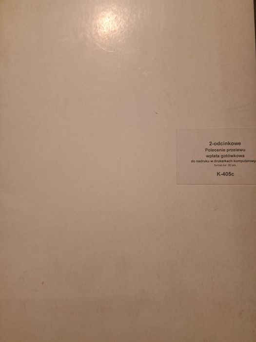 Dwuodcinkowy druk A4 polecenie przelewu