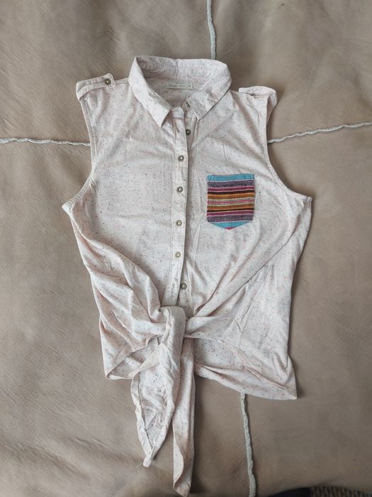 Koszulka top boho wiązana M kieszonka
