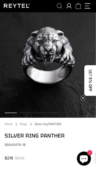 Срібний перстень PANTHER (Reytel').