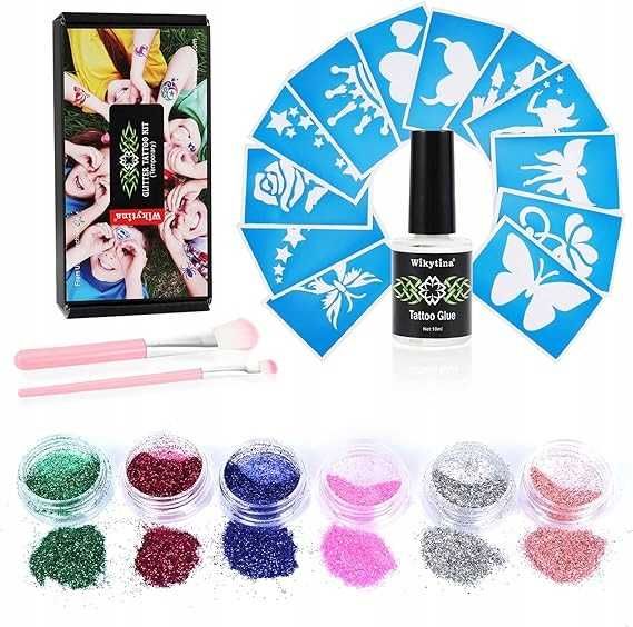 Glitter tattoo KIT - zestaw do tatuaży z brokatem