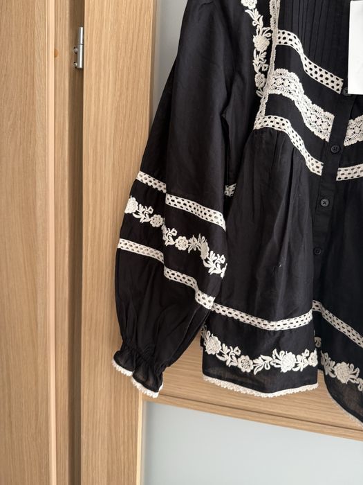 Bluzka zara bufki boho szerokie rekawy tunika