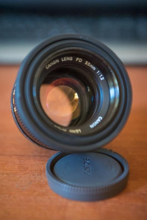 Objectiva Canon FD 55mm f/ 1.2 + adaptador FD-NEX