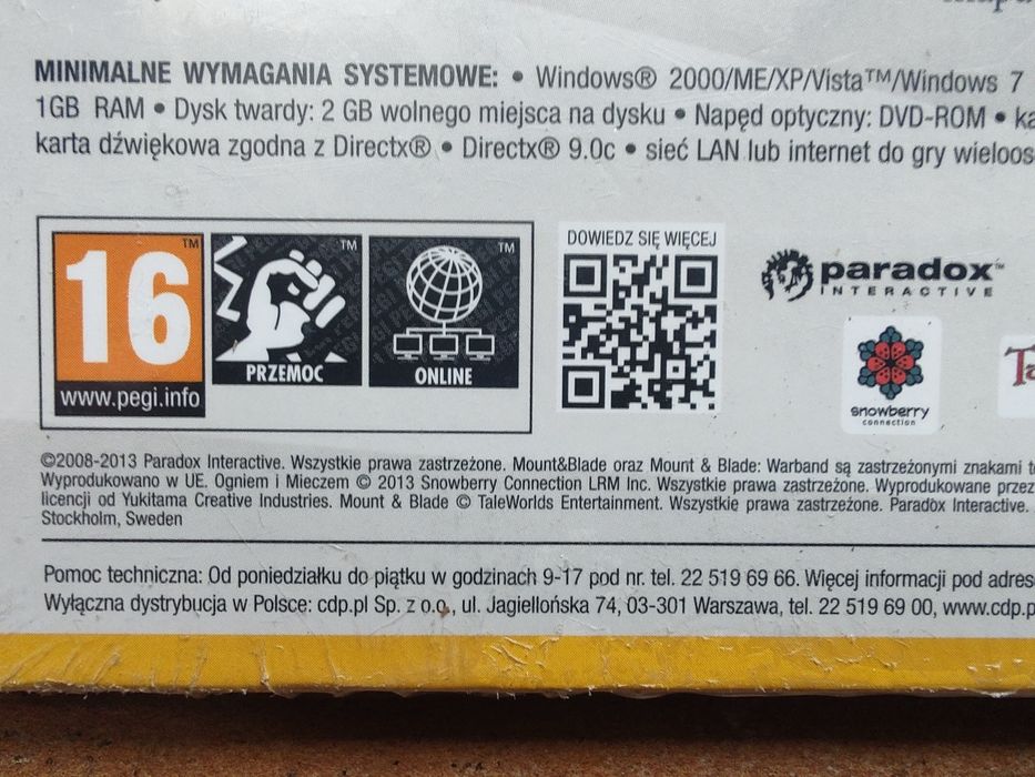 Nowa w folii Mount & Blade Warband+Ogniem i Mieczem  Gamebook PC