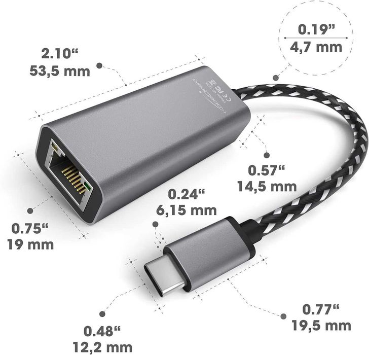 KabelDirekt karta sieciowa USB-C RJ45 Gigabit Ethernet Adapter do PC