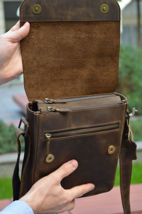 Сумка чоловіча ручної роботи з натуральної шкіри сумка мужская кожаная