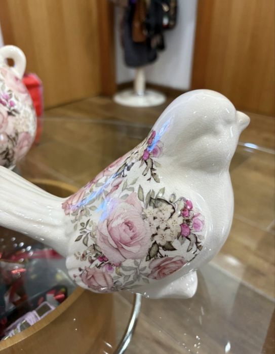 Conjunto decorativo em cerâmica floral - 4 peças