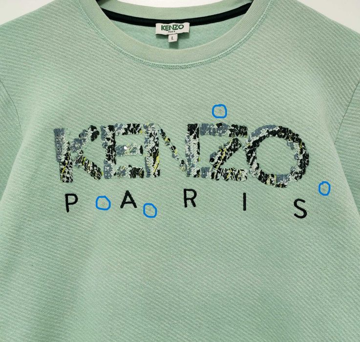 Bluza Teksturowana Cekinowe Logo Miętowa Kenzo |R. L