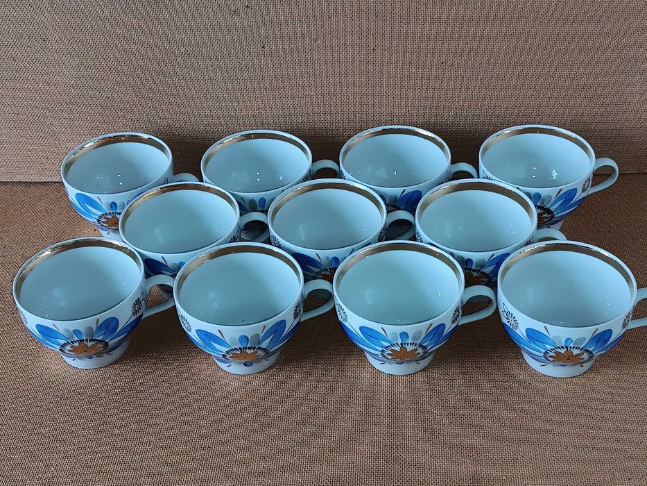 Чашка кераміка позолота синя квітка Баранівка порцеляна вінтаж ретро