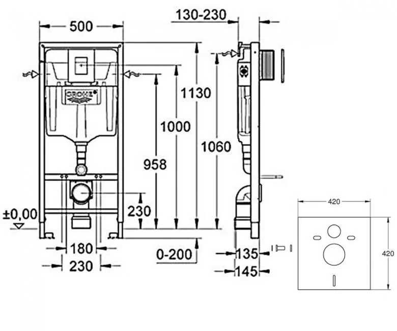 Інсталяція для унітазу GROHE RAPID SL комплект 4-в-1 38772001+37131000
