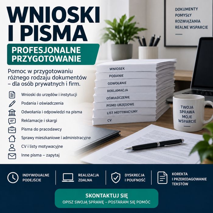 Profesjonalne przygotowanie wniosków i pism – różnego rodzaju sprawy”