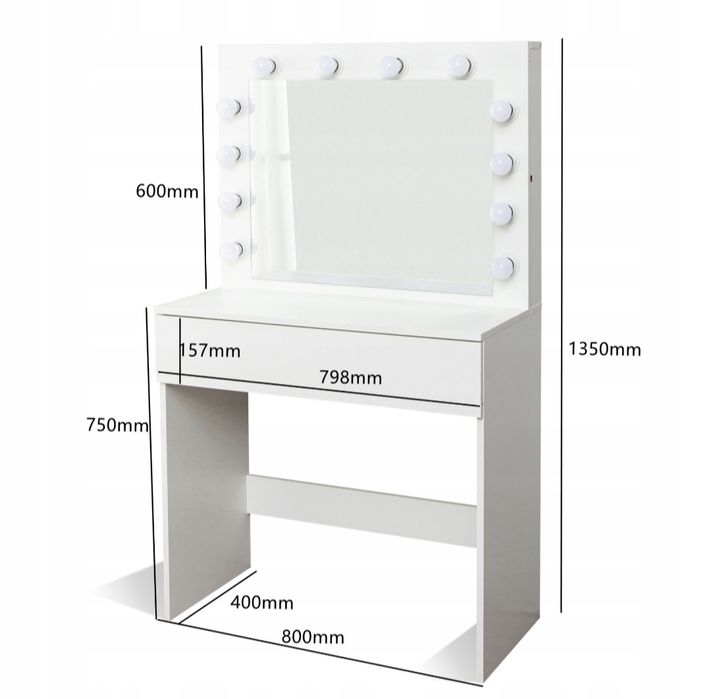 Biurko kosmetyczne z dużym lustrem i oświetleniem NOWE