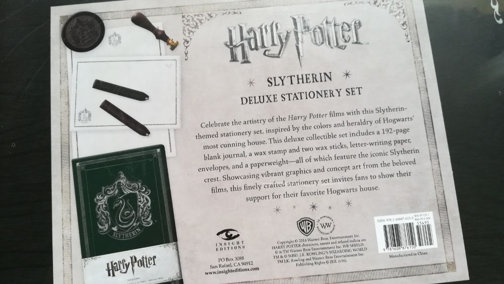 Harry Potter guia mapa salteador • varinha Dumbledore •caixa Slytherin