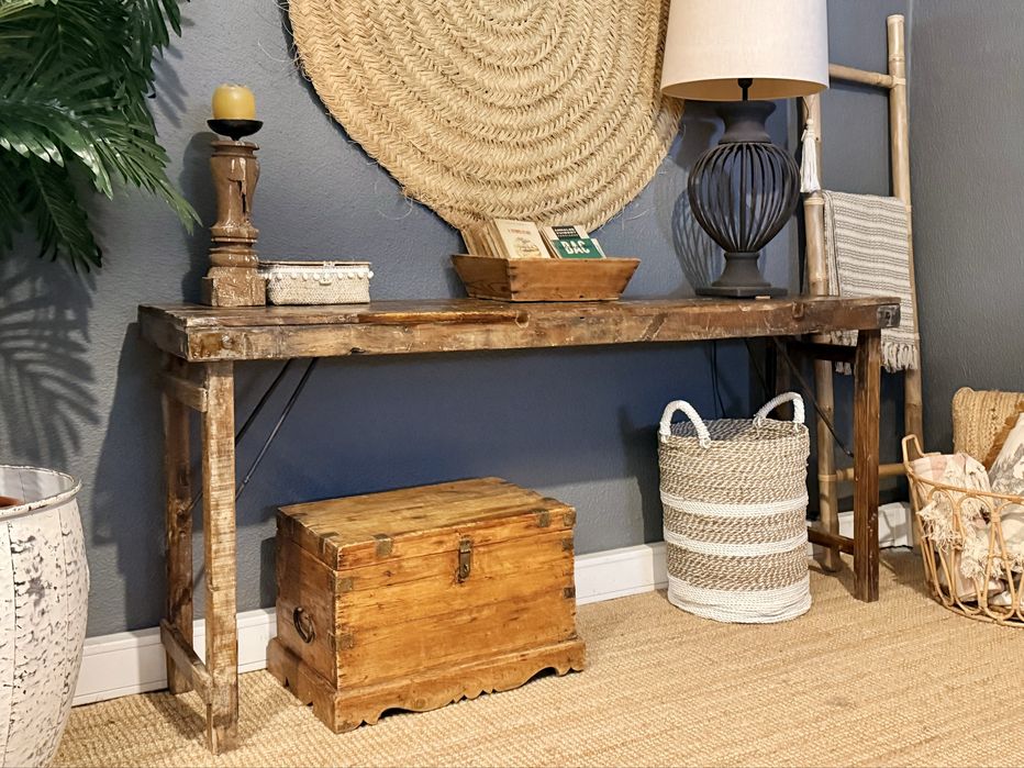 aparador consola mesa bancada trabalho teca indiana oriental rustica