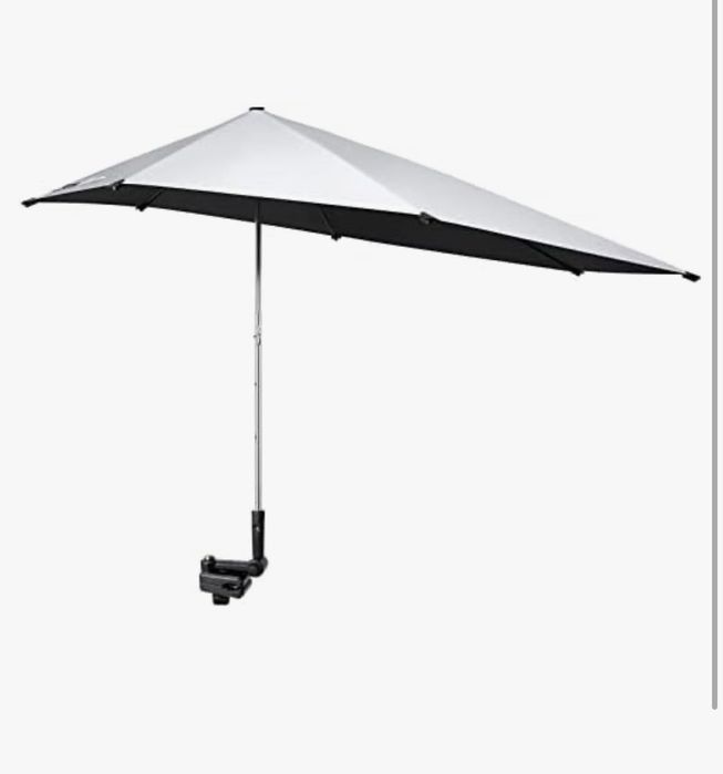 Parasol plażowy XL  z klipsem G4 FREE, UPF 50+, SREBRNY 118×113 cm