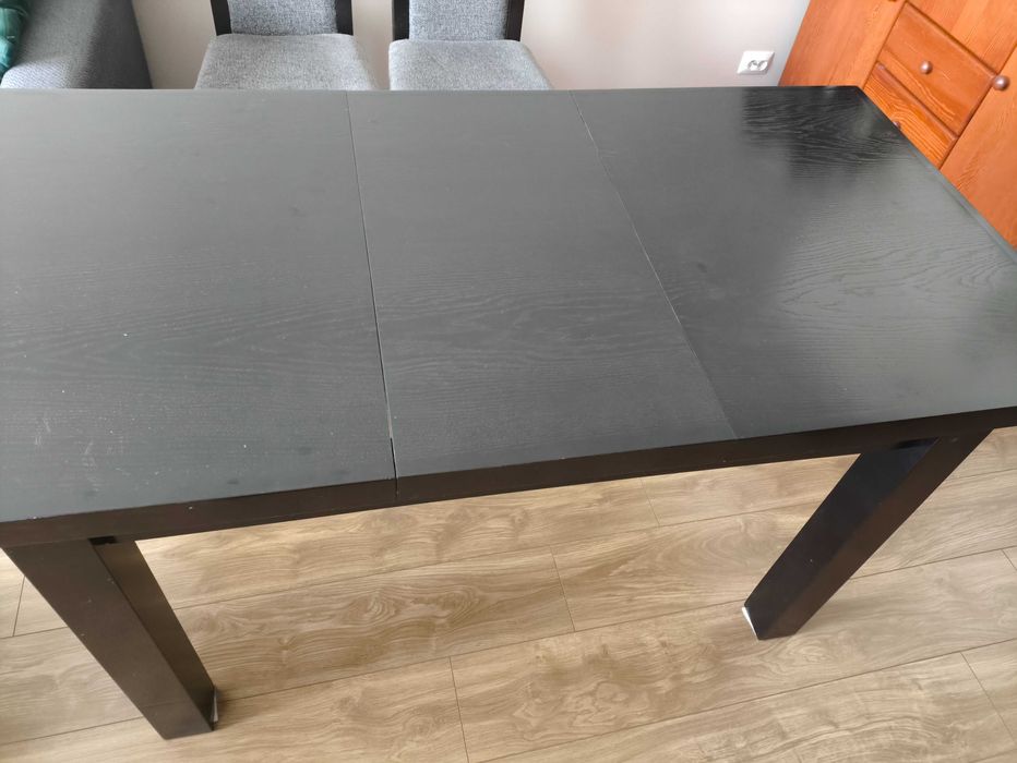 Stół z krzesłami, zestaw stół + 4 krzesła, kolor wenge, fornir, drzewo