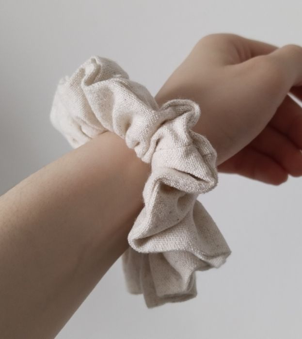 Резинка для волосся Scrunchie льон віскоза