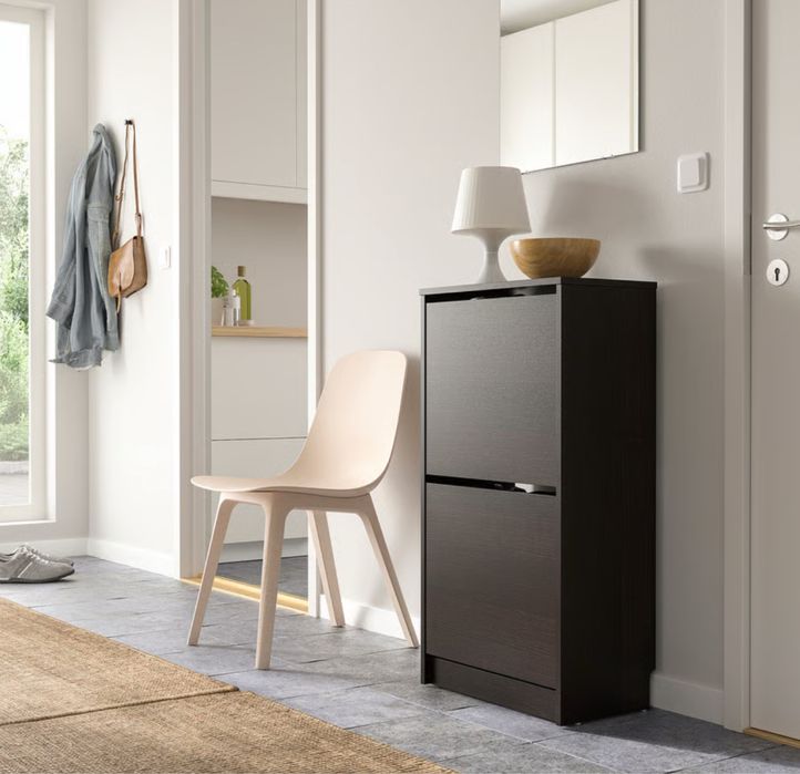 BISSA Szafka na buty, 2 przegrody, czarnybrąz, 49x28x93 cm