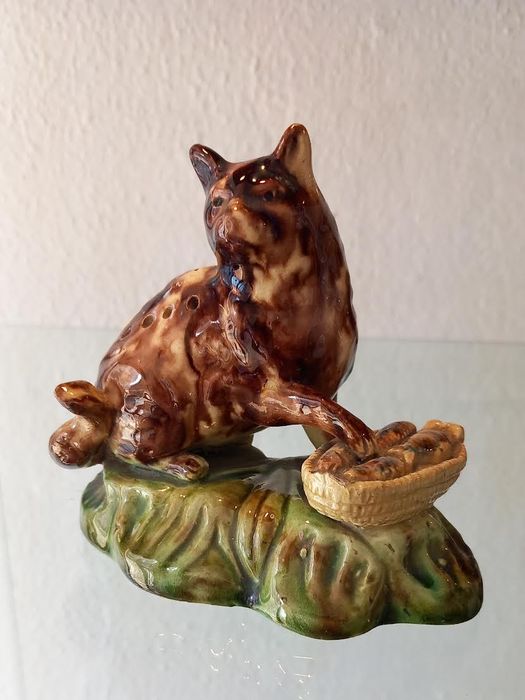 Faiança portuguesa antiga paliteiro Gato