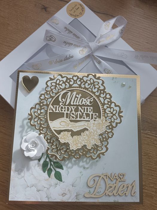 Pamiątka Ślubu kartka w pudełku prezentowym