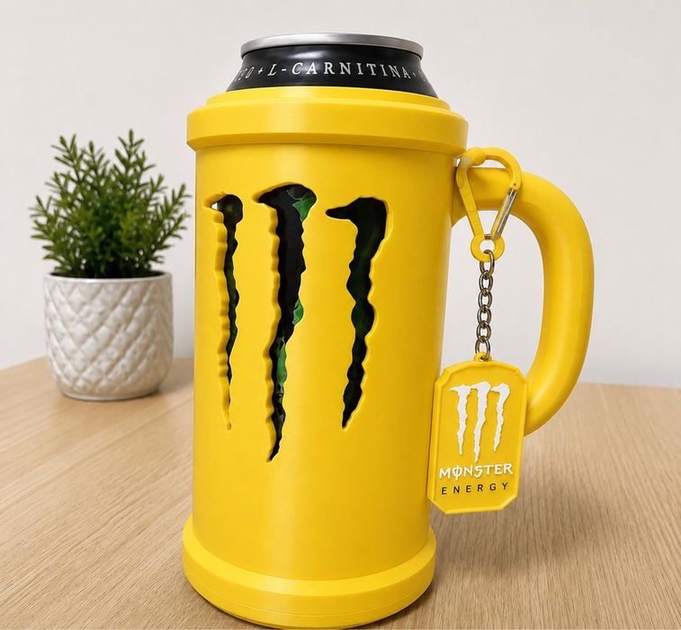 Suporte decorativo para lata estilo Monster com pega e porta chaves
