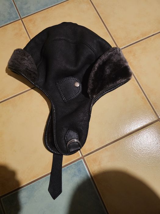 Czapka pilotka męska skórzana