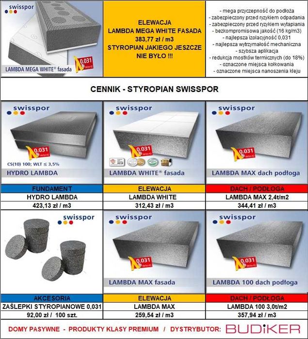 Swisspor Styropian Grafitowy LAMBDA PLUS FASADA 0,032. Dostawa na terenie całego kraju! Najniższe ceny! BUDIKER
