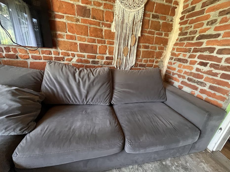 Narożnik welurowy modalto szary rozkładany