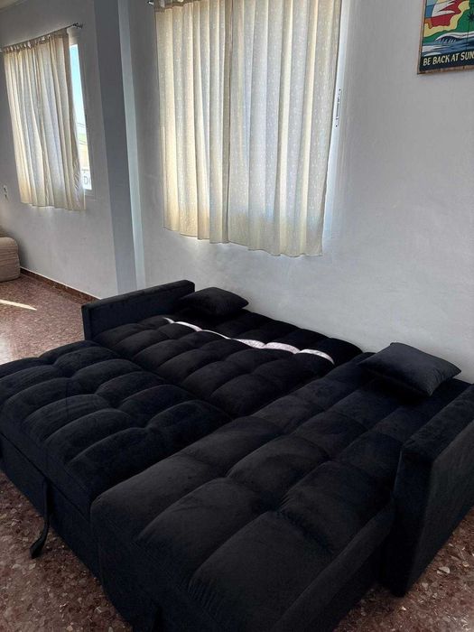 Sofa cama casal preto chaiselongue reversivel Envio gratis