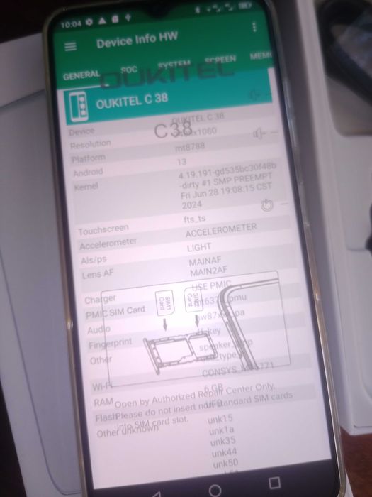 6/256Gb 6.6" FHD+ Oukitel c38 Android 13 смартфон, телефон