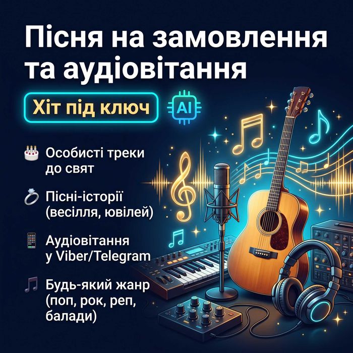 Пісня на замовлення, аудіовітання, озвучка тексту, джингли та біти