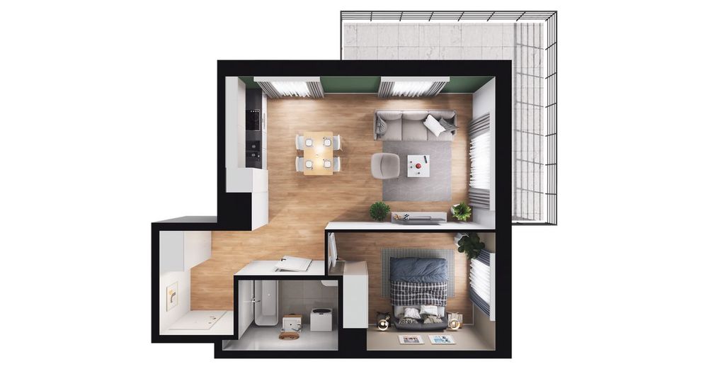 2-pokojowe mieszkanie 45m2 + balkon