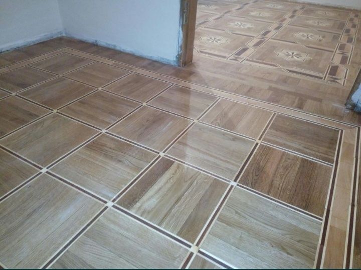 Паркетные работы циклёвка шлифовка паркет доска крашенная.