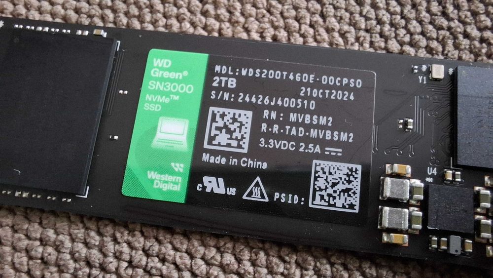 Pamieć SSD WD Green SN3000, 5000/4300 MHz M2 PCIe Nvme NOWY